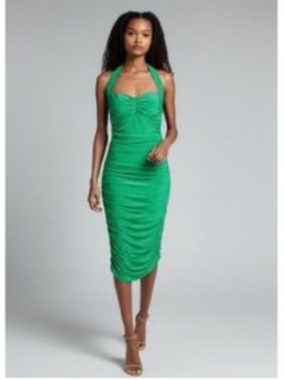 Norma Kamali Green Rushed Dress